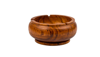 Wooden Cigarette Ashtray, Isolated on Transparent Background