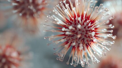 Detailed 3D render of virus particles under magnification. - Powered by Adobe