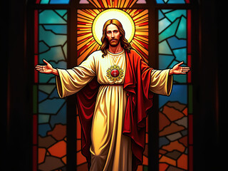 Fototapeta premium stained glass window with jesus