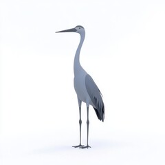 Obraz premium Grey Crane Low Poly 3D Render White Background