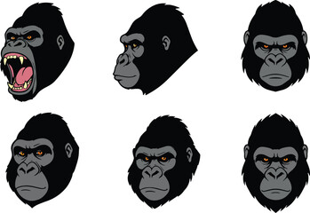 Obraz premium Gorilla heads illustrations graphic design elements
