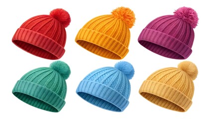  set of wool cap isolated on white background