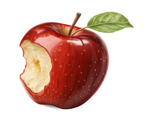 Juicy red apple with a bite taken out on a black background