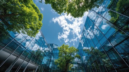 Transparent glass used in eco-friendly buildings incorporating energy-efficient glazing, sustainable construction, natural light maximization, and contemporary architectural design.