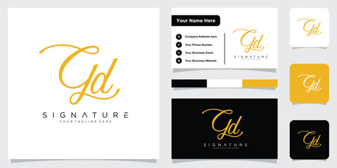 Initial GD or DG handwriting logo template