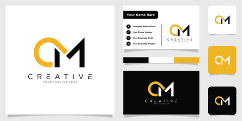 Initial Letter CM or MC logo design template with business card design