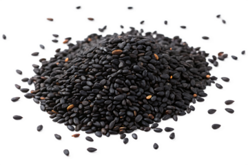 black sesame seeds isolated on background white