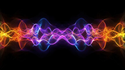 Obraz premium Colorful abstract wave design on a black background.