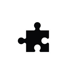 Single Black Puzzle Piece Isolated on White A Symbol of Problem Solving and Teamwork