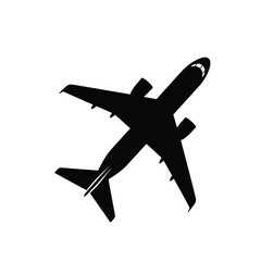 Silhouette of an Airplane Flying High in the Sky with Detailed Wing and Tail Design, Perfect for Travel and Adventure