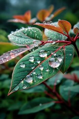 Close-up leaves with dew drops