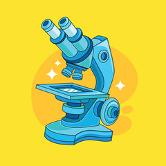 Microscope flat vector icon illustration, Science element icon.