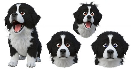 Dog puppy expressions digital illustration