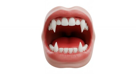 Open mouth with vampire teeth illustration