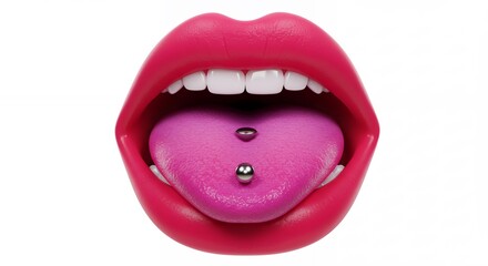 Tongue piercing close up view
