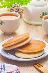 Maple cream dorayaki on a plate   