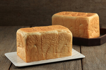 Japanese Shokupan Bread Loaf on White Plate