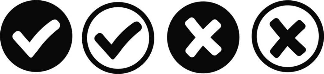 Check mark icon button set. Check box icon with right and wrong buttons and yes or no checkmark icons in green tick box and red cross.Green Tick and Confirm Icon set Vector Design.