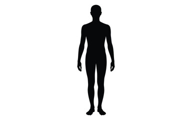 Black silhouette of a person standing against a white background