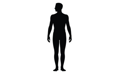 Black silhouette of a man standing and looking to the side