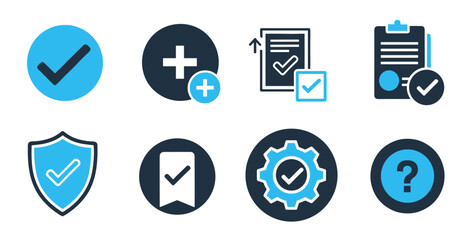 Checkmark and approval vector icons collection with tick list correct sign checkbox and validation symbols