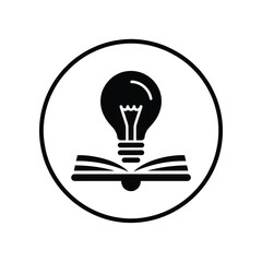 Lightbulb idea emerging from open book icon