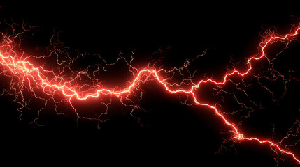 Dramatic red lightning bolt striking across a dark background, creating an electrifying atmosphere
