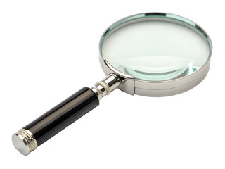 Fototapeta premium Magnifying glass with black handle on a black background