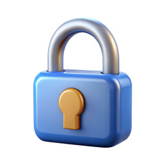 High-Quality 3D Render of Locked Padlock with Transparent Background, Realistic Front View