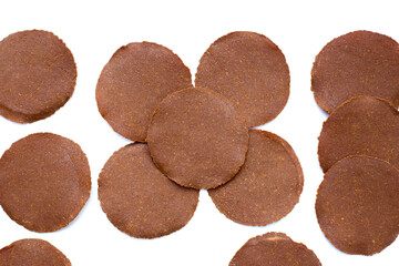 Fermented soybean discs, known as “Thua Nao,” a traditional Thai seasoning used to enhance flavor in Northern cuisine.