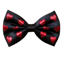 Bow tie with red hearts isolated on transparent background