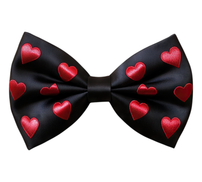 Bow tie with red hearts isolated on transparent background - Powered by Adobe