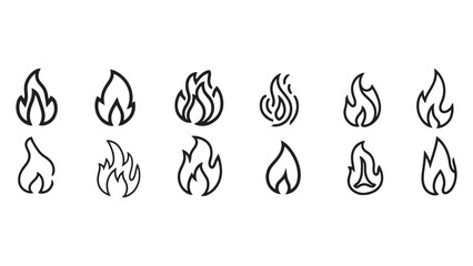 Obraz premium Set of Flame Icons in Line Style Vector Illustration Fire Symbol Collection Design