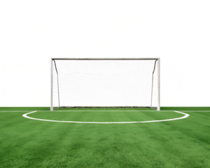 Football goal at the stadium with green grass