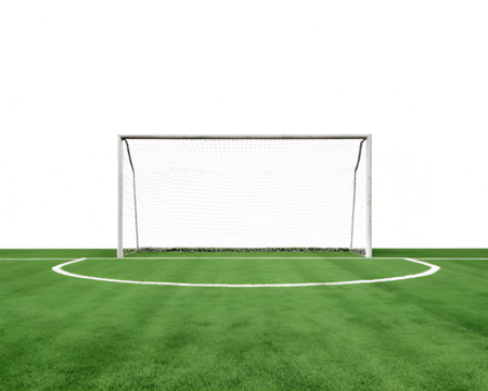 Football goal at the stadium with green grass