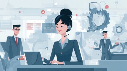 Customer service team working with automation and technology support