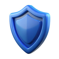 High-Quality 3D Render of a Realistic Security Shield Icon, Front View on Transparent Background