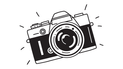 Detailed Hand Drawn Camera Vector: Photography Equipment with Lens and Shutter Details
