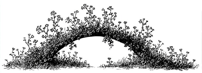 Floral archway, meadow, nature, arch, whimsical, illustration, design, greeting card