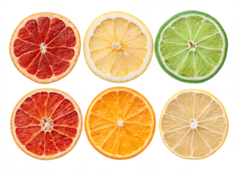 dried and fresh citrus fruit wheel slices isolation on background white