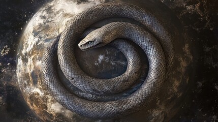Fototapeta premium Serpent Encircles Earth in Cosmic Spiral