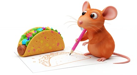 Mouse drawing taco illustration