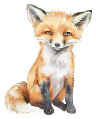 Obraz premium PNG Charming watercolor fox illustration