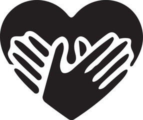 Fototapeta premium Heart and Hands Symbolizing Care, Support, and Charity A Black and White Image Representing Compassion and Partnership