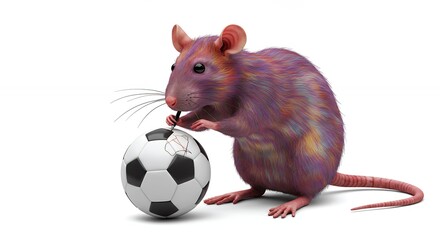 Rat holding soccer ball illustration