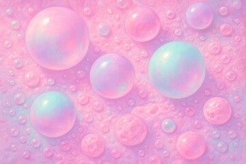 Dreamy Cotton Candy Aesthetic with Soft Pastel Spheres and Whimsical Bubble Design