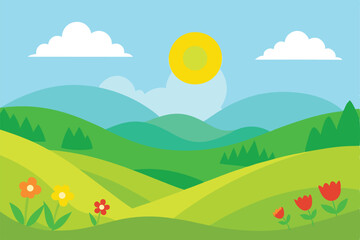 Fototapeta premium summer landscape with mountains and clouds