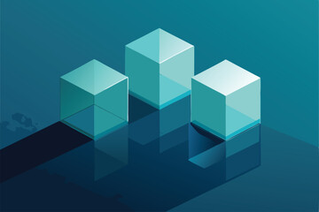 Fototapeta premium transparent glass cubes reflecting light on reflec.eps