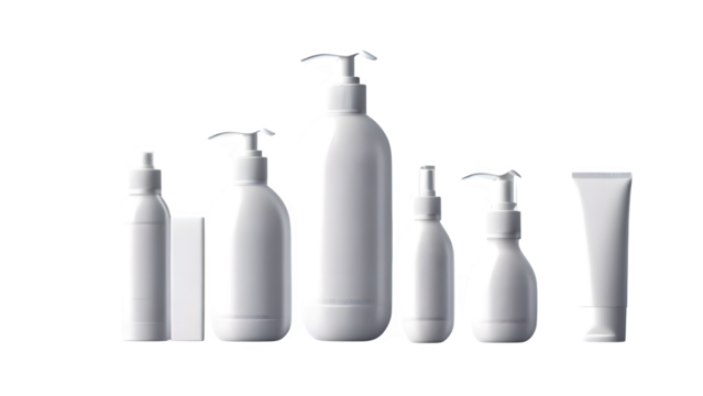 Products without labels on a gentle white to gray gradient background
