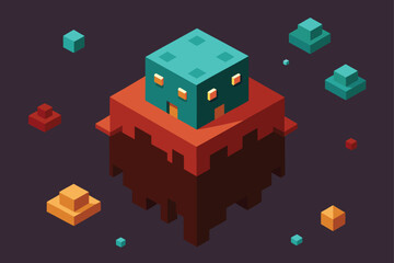 Isometric Cubic Island with Tree